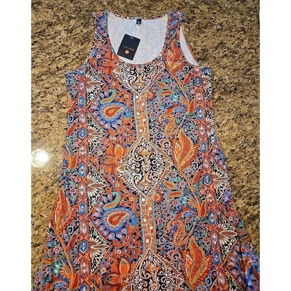 Luxveer Paisley Floral Print Summer Dress Size MEDIUM NWT